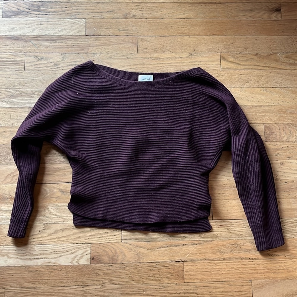 Aritzia Wilfred Bourassa Maroon Ribbed Sweater
